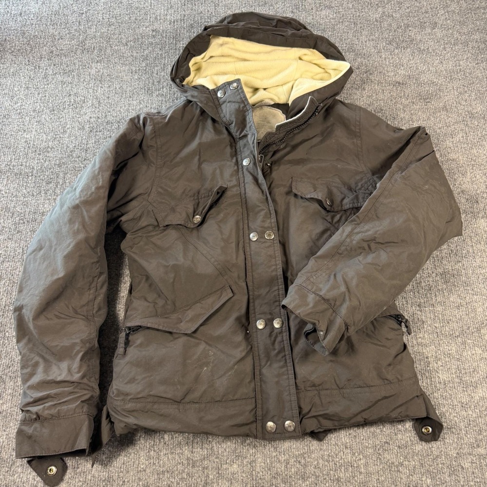 Vintage Y2K Powder Room Brown Nylon Hooded Snowboard Jacket Ladies Size Medium